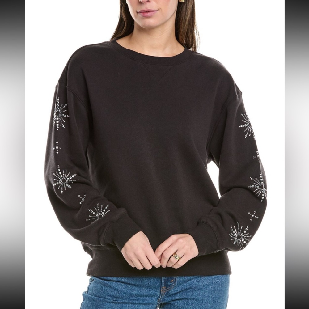 Wildfox Women's Snowflake Cody Sweatshirt Long Sleeve Black Size Medium